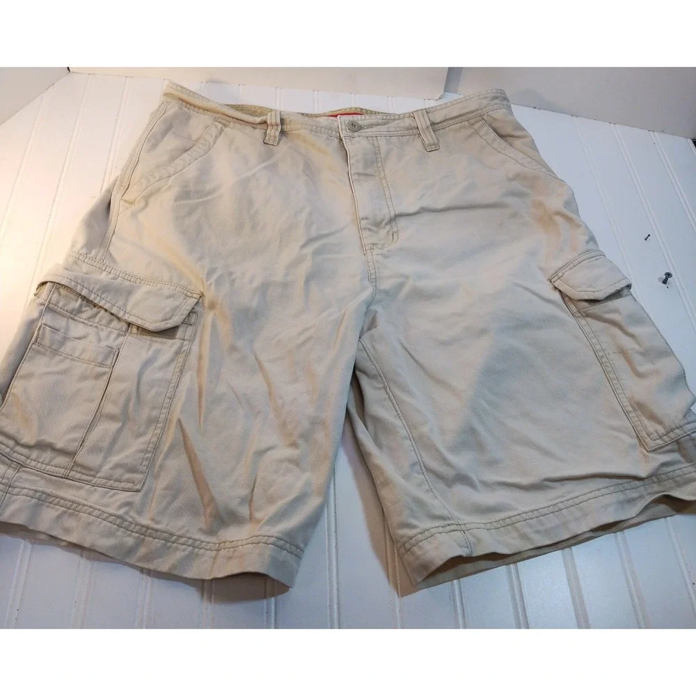 Unionbay Mens 36 Cargo Shorts Tan Khaki Cotton Utility Hiking Casual GorpCore